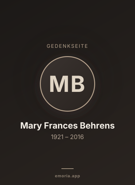 Gedenkportrait von Mary Frances Behrens