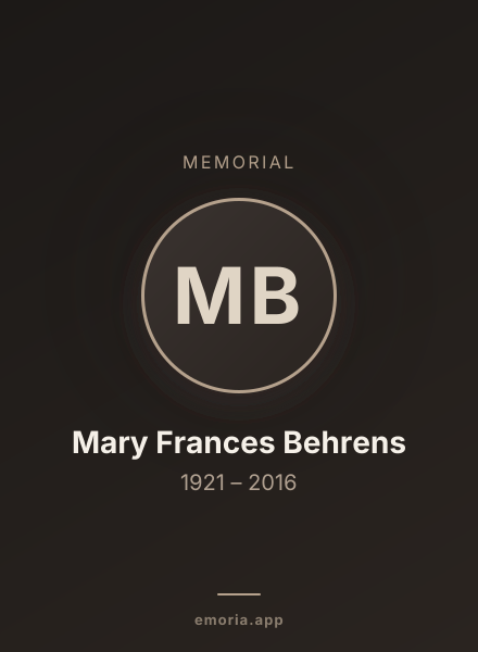 Memorial portrait of Mary Frances Behrens