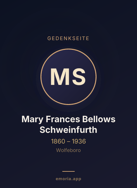 Gedenkportrait von Mary Frances Bellows Schweinfurth