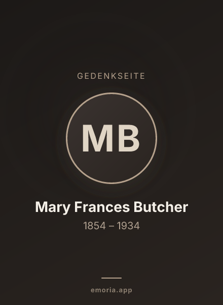 Gedenkportrait von Mary Frances Butcher