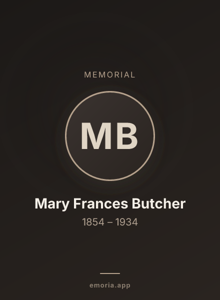 Memorial portrait of Mary Frances Butcher