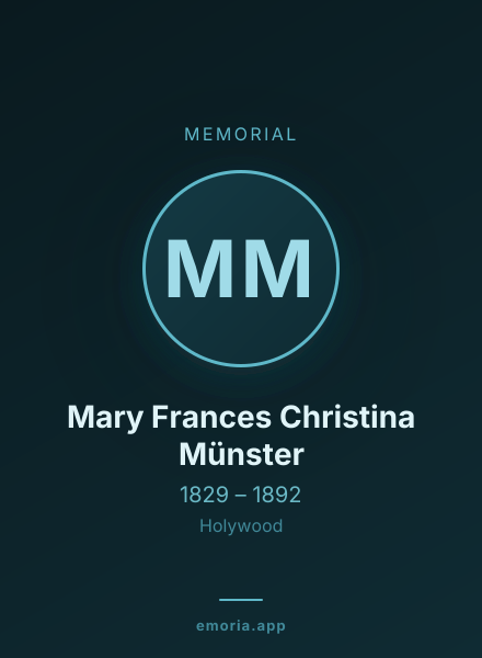 Memorial portrait of Mary Frances Christina Münster