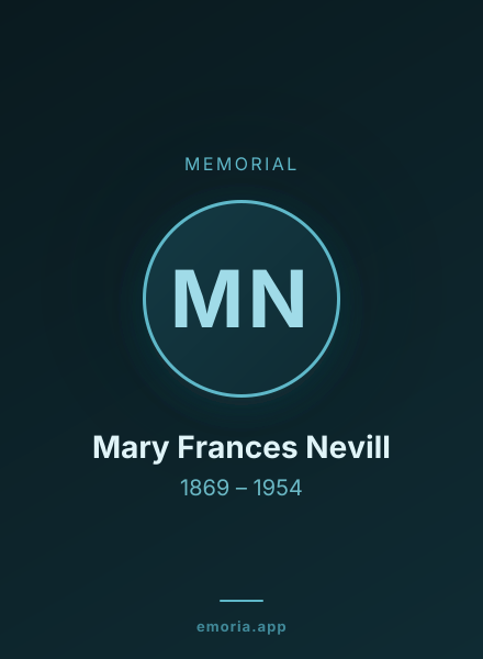 Memorial portrait of Mary Frances Nevill