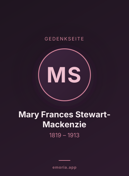Gedenkportrait von Mary Frances Stewart-Mackenzie