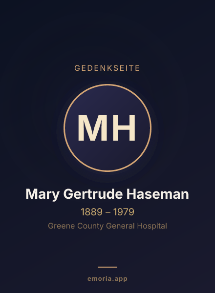 Gedenkportrait von Mary Gertrude Haseman