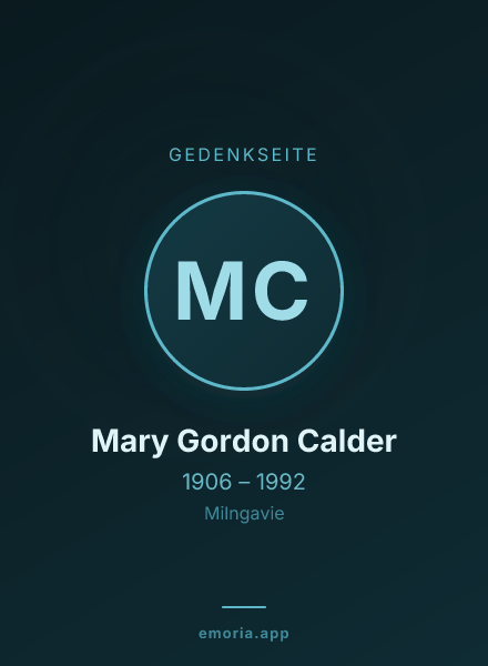 Gedenkportrait von Mary Gordon Calder