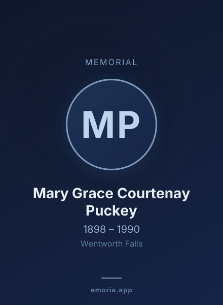 Memorial portrait of Mary Grace Courtenay Puckey