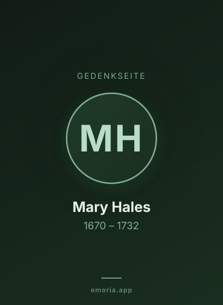 Gedenkportrait von Mary Hales