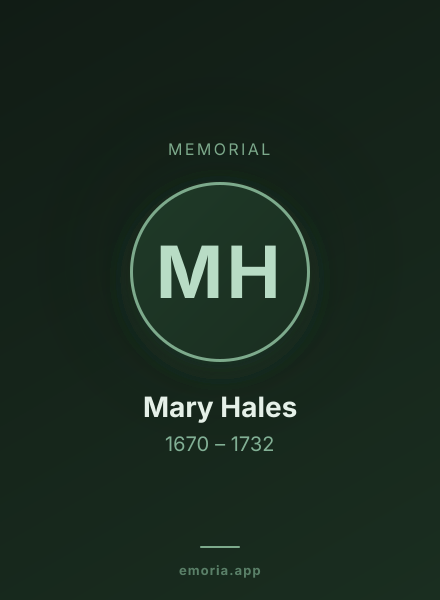 Memorial portrait of Mary Hales