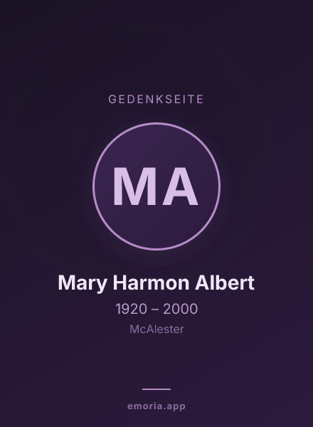Gedenkportrait von Mary Harmon Albert