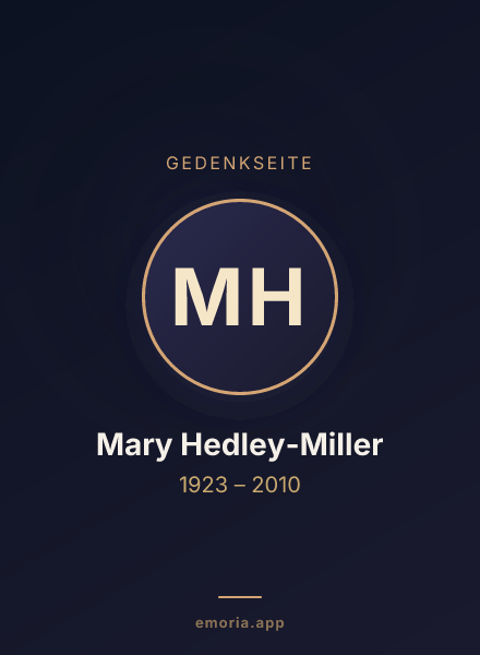 Gedenkportrait von Mary Hedley-Miller
