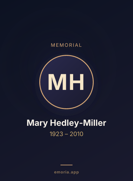 Memorial portrait of Mary Hedley-Miller
