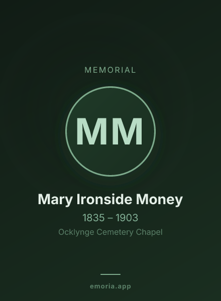 Memorial portrait of Mary Ironside Money