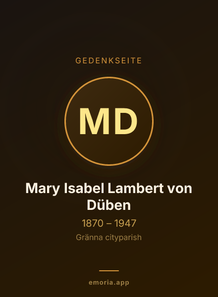 Gedenkportrait von Mary Isabel Lambert von Düben