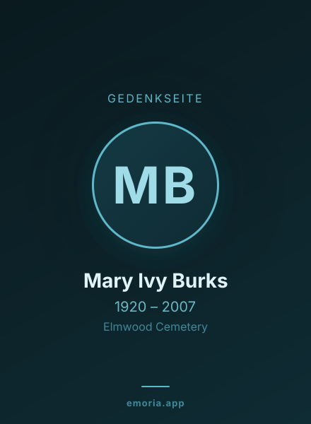 Gedenkportrait von Mary Ivy Burks