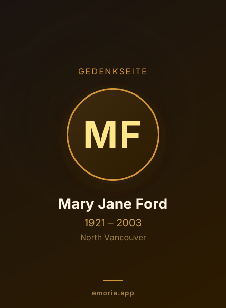 Gedenkportrait von Mary Jane Ford
