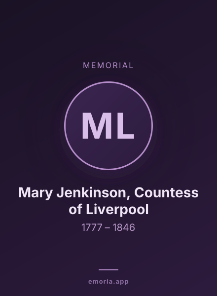 Memorial portrait of Mary Jenkinson, Countess of Liverpool