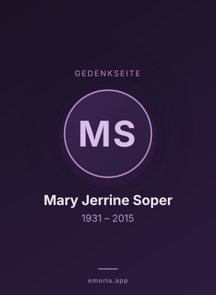 Gedenkportrait von Mary Jerrine Soper