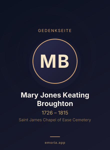 Gedenkportrait von Mary Jones Keating Broughton