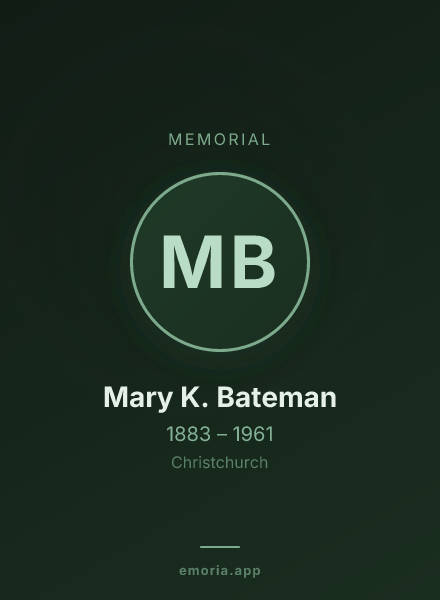 Memorial portrait of Mary K. Bateman