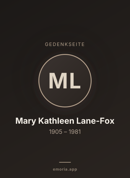 Gedenkportrait von Mary Kathleen Lane-Fox