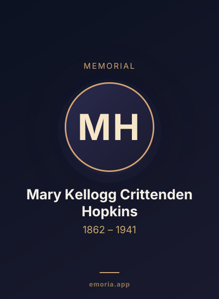Memorial portrait of Mary Kellogg Crittenden Hopkins