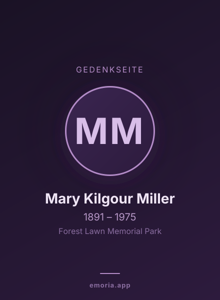 Gedenkportrait von Mary Kilgour Miller