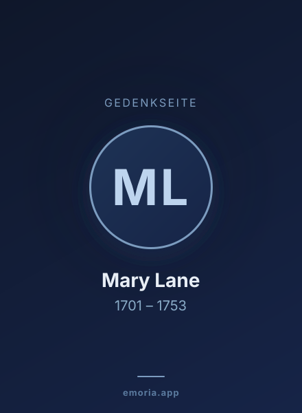 Gedenkportrait von Mary Lane