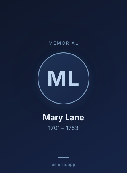 Memorial portrait of Mary Lane