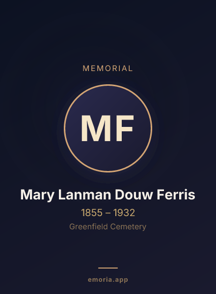 Memorial portrait of Mary Lanman Douw Ferris