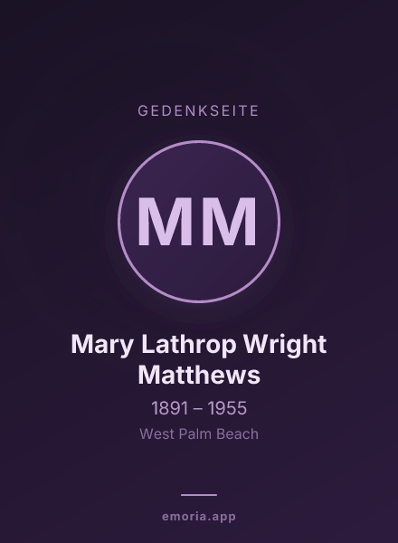 Gedenkportrait von Mary Lathrop Wright Matthews