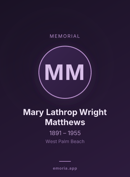 Memorial portrait of Mary Lathrop Wright Matthews