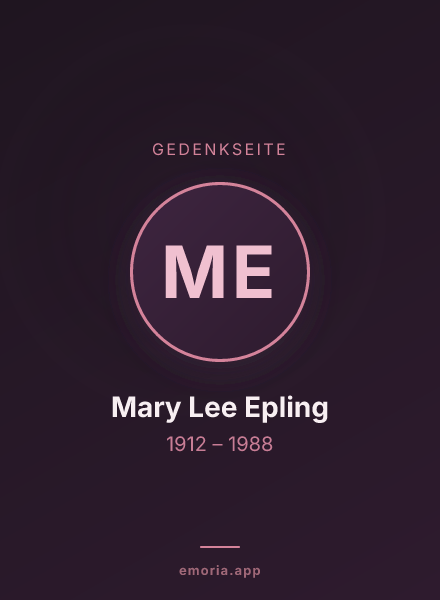 Gedenkportrait von Mary Lee Epling