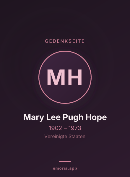 Gedenkportrait von Mary Lee Pugh Hope