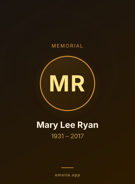 Memorial portrait of Mary Lee Ryan