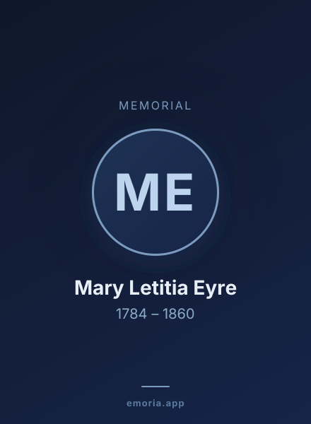 Memorial portrait of Mary Letitia Eyre