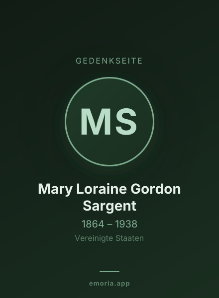 Gedenkportrait von Mary Loraine Gordon Sargent