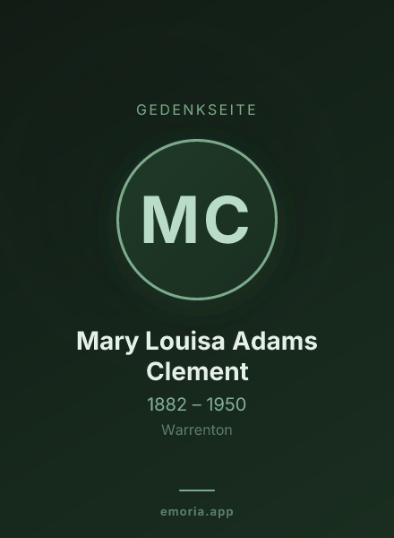 Gedenkportrait von Mary Louisa Adams Clement