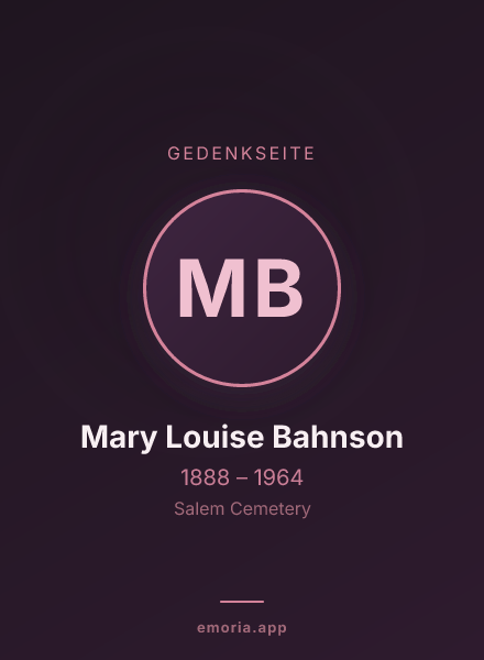 Gedenkportrait von Mary Louise Bahnson