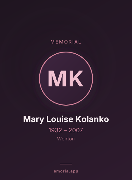 Memorial portrait of Mary Louise Kolanko