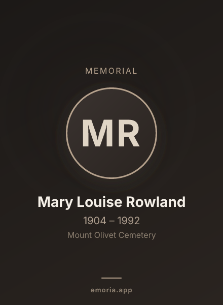 Memorial portrait of Mary Louise Rowland