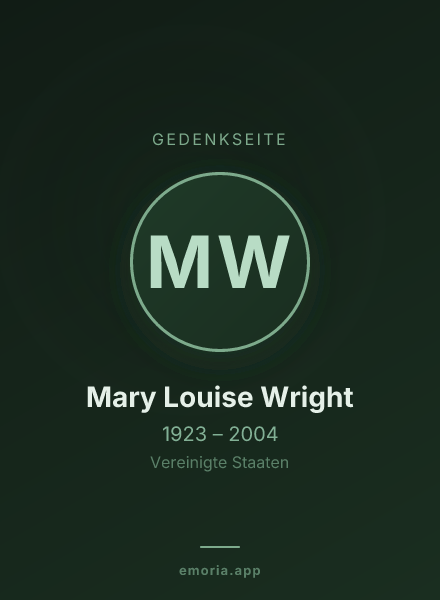 Gedenkportrait von Mary Louise Wright