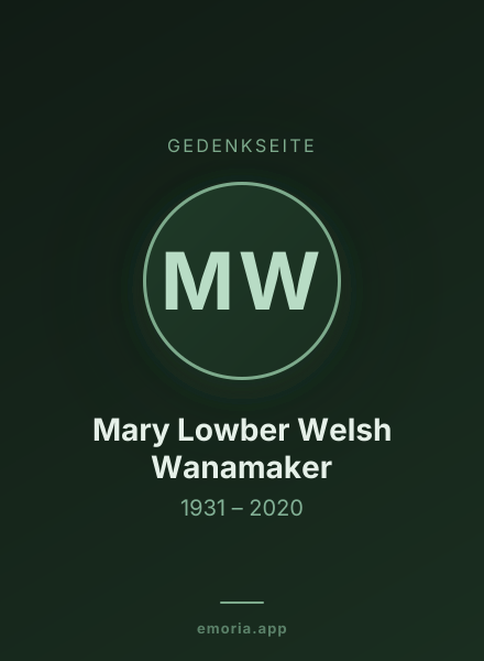 Gedenkportrait von Mary Lowber Welsh Wanamaker