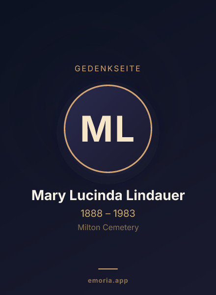 Gedenkportrait von Mary Lucinda Lindauer