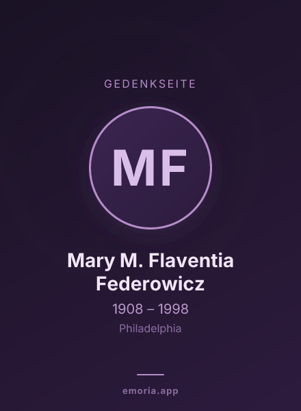 Gedenkportrait von Mary M. Flaventia Federowicz