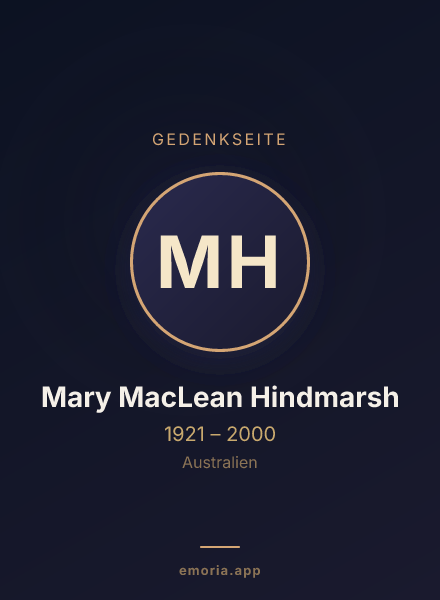 Gedenkportrait von Mary MacLean Hindmarsh