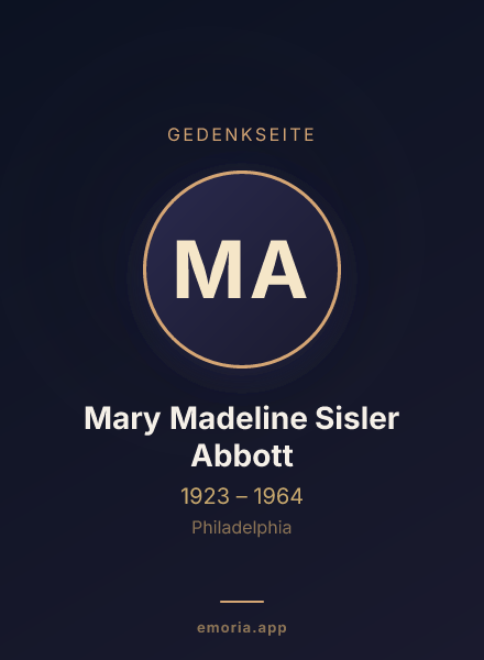 Gedenkportrait von Mary Madeline Sisler Abbott