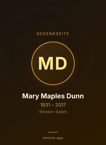 Gedenkportrait von Mary Maples Dunn