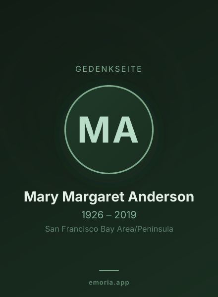 Gedenkportrait von Mary Margaret Anderson