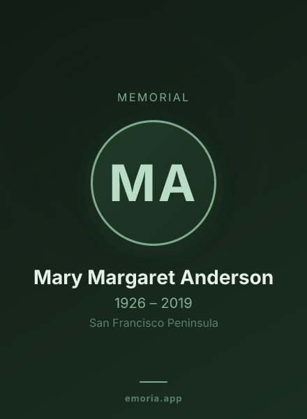 Memorial portrait of Mary Margaret Anderson